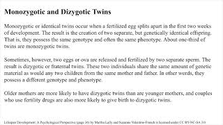 Ch 2 Monozygotic and Dizygotic Twins [upl. by Aisaim191]