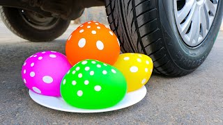 Aplastando Cosas Crujientes y Suaves con el Coche  Experimento Globos de Agua VS Rueda de Coche [upl. by Dunson737]