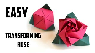 Origami TRANSFORMING Rose Cube Valentines Day Full HD [upl. by Ulyram]