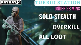 Payday 3  Turbid Station  Solo Stealth Overkill All Loot  Under 28 Mins Best Guide 4k 60fps [upl. by Anneres]