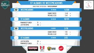 Victorian Turf Cricket Association  Patrick Quinn Shield  Rd10  St Albans v Westmeadows  Day 2 [upl. by Merlin]