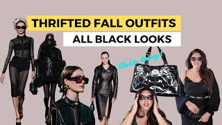 How to style an all black monochromatic look for fall using thrifted items [upl. by Zug]