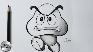 How to Draw Goomba  Super Mario Bros [upl. by Rikki887]