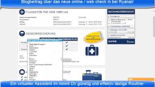 online check in  web check in  mobile check in bei Ryanair  so geht es ohne extra Kosten [upl. by Breban]