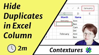 Hide Duplicate Entries in Excel Column  Cleaner Look [upl. by Adlee]