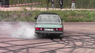 Blue Mercedes W123 OM605 Diesel Turbo Burnout Hedemora Sweden [upl. by Eiresed]