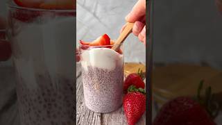 Healthy Strawberry Chia Pudding 4 ingredients high in protein [upl. by Oicirtap]