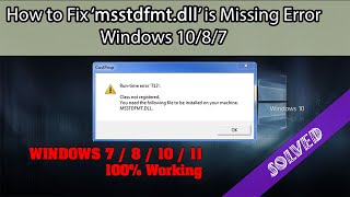 How to Fix Run time error msstdfmtdll’ is Missing Error In Windows 781011 Tutorial [upl. by Wanda942]