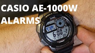 How to set the alarms on a CASIO AE1000W WorldTime [upl. by Geddes277]