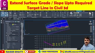 Extend Surface with Grade or Slope up to Required width Target Line in Civil 3d [upl. by Alliscirp]