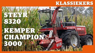 Mais hakselen met klassiekers Steyr 8320 met Kemper Champion 3000 [upl. by Ecirted]