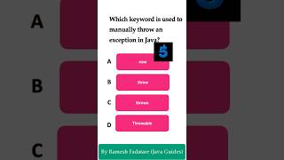 Java Quiz 22  Which keyword is used to manually throw an exception in java quiz [upl. by Cesar]
