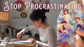 Overcome Procrastination amp Fear of Failure 🌀 Gouache Painting Beach Visit amp New Skills ✨ Art Vlog [upl. by Lamb]