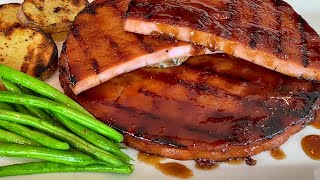 Sweet and Tangy Grilled Ham Steak  4 ingredient Recipe [upl. by Cadal]