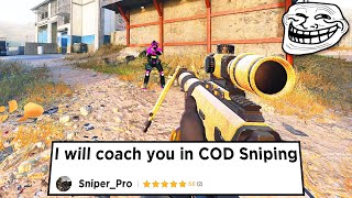 I hired a PRO SNIPER COACH on Fiverr then I POPPED OFF HILARIOUS TROLL [upl. by Conyers484]