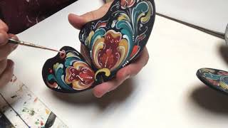 Rosemaling detail lines Butterfly fun  Norwegian Rosemaling by Art of Lise  ASMR therapy [upl. by Zea869]