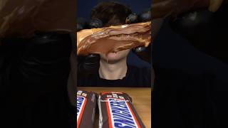 Nutella or Peanut Butter or “Both” on Snickers Ice Cream asmr mukbang food [upl. by Nerta]