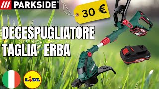 DECESPUGLIATORE TAGLIA ERBA Parkside PRTA 20Li C3 ITALIA ITALIANO LIDL [upl. by Fiedler]