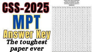 CSS2025 MPT Answer Key Official FPSC MCQS ANSWERKEY [upl. by Johnstone]