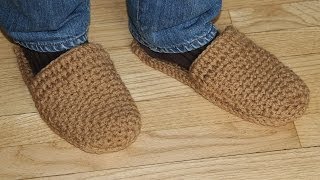 How to crochet mens slippers  video tutorial for beginners [upl. by Hsan]