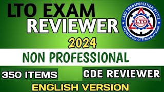 2024 LTO EXAM REVIEWER NONPROFESSIONAL DRIVERS LICENSE 350 ITEMS ENGLISH VERSION 100 PASSED [upl. by Epps]