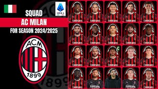 AC Milan Full Squad Season 20242025 I Serie A 2425 I I Rossoneri Squad [upl. by Bevvy]