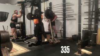 Safety squat bar squats with average bands for doubles DE lower body training [upl. by Story]