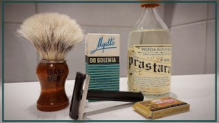 💈💛 Shaving Stick Soap Made in Poland Prastara Eau de Cologne 1944 Gillette WWII Tech Set 💛💈 [upl. by Enerak62]