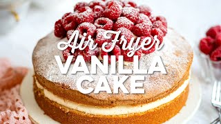 Air Fryer Vanilla Sponge Cake  Supergolden Bakes [upl. by Nairbal]