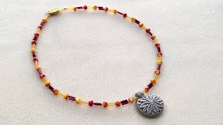 Fall necklace with Softflex TGBE Fall Fest free bead mix [upl. by Enomor]