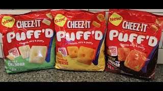 CheezIt Puff’D White Cheddar Double Cheese amp Scorchin’ Hot Cheddar Review [upl. by Yusuk]