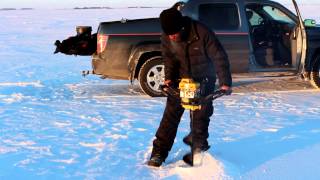 Drilling for Ice Fishing North Dakota [upl. by Pacien]