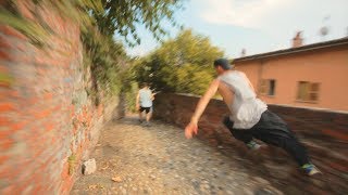 Bike vs Parkour Chase in Ivrea Italy [upl. by Llohcin]