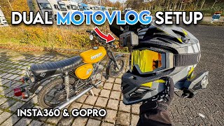 DUAL MOTOVLOG SetUp in 20242025  GoPro Insta360 amp Sena  Crosshelm [upl. by Ecnesse]