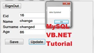 MySQL VBNET Tutorial 7  EditUpdate a data from Database with button [upl. by Lleznov243]