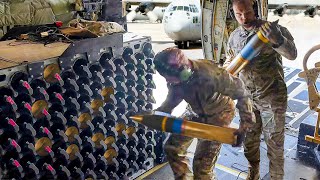 Reloading Powerful US AC130 Flying Tank Before Firing All its Cannons [upl. by Ithaman]