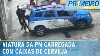 PMs são flagrados abastecendo viatura com engradados de cerveja  Primeiro Impacto 131124 [upl. by Rizas]