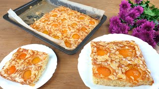 QUICK amp EASY Vanilla Apricot Sheet Cake topped with Sliced Almonds Recipe [upl. by Anetsirhc]