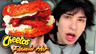 Trying a FLAMING HOT Cheeto Bagel [upl. by Editha]