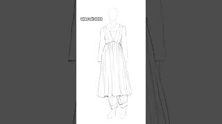 🐢253 Technical fashion illustration  How to drape dress procreate shorts tutorial art yt [upl. by Les37]