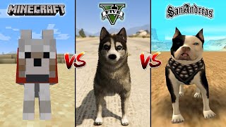 MINECRAFT DOG VS GTA 5 DOG VS GTA SAN ANDREAS DOG  WHO IS BEST [upl. by Orly599]