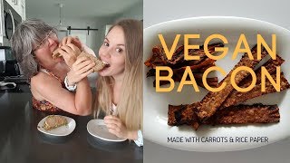 VEGAN BACON RECIPE  CARROT BACON VS RICE PAPER BACON [upl. by Drucy8]