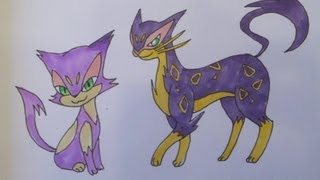 How to draw Pokemon No509 Purrloin No510 Liepard [upl. by Ycnej]