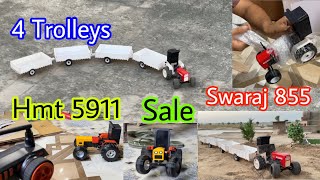 swaraj 855 Remote control tractor with trolley and hmt 5911 homemade tractor sale [upl. by Allemac519]