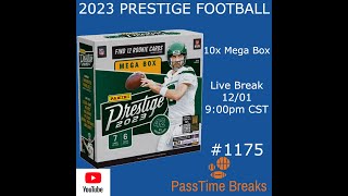 1201  2023 PRESTIGE FOOTBALL  10x Mega Box 1175 LIVE BREAK [upl. by Corrina]