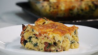 SAVOURY Spinach and Cheese BREAD PUDDING [upl. by Alitta]