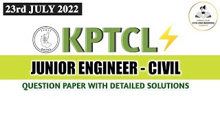 KPTCL JE Civil Exam question paper detailed solutions  KPTCL Recruitment 2022 [upl. by Anagrom]