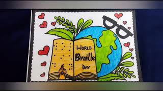 Poster on World Braille DayDrawing on World Braille Day poster drawing mycreativework776 [upl. by Einon404]