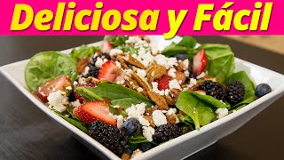 Deliciosa Receta De Ensalada De Fresas Moras Arándanos Y Espinacas Fácil y Rápida En 5 Minutos [upl. by Seuqcaj]