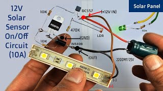 12V Solar Sensor OnOff Circuit 10A [upl. by Bushweller]